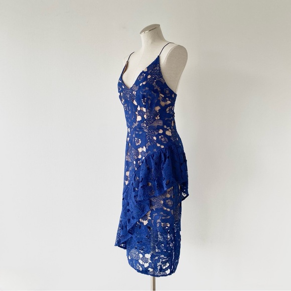 NWT Cooper St Lace Sky Beauty V-Neck Flounce Ruffle Midi Cocktail Dress - Picture 3 of 14